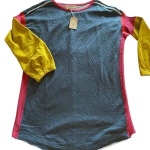 NATURAL LIFE Women’s Colorblock Long Sleeve Top in Blue, Pink & Yellow